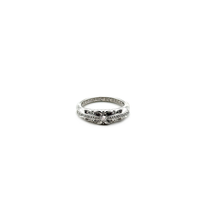 Chrome Hearts 18K White Gold Diamonds Baby Classic Floral Cross Ring - SHENGLI ROAD MARKET