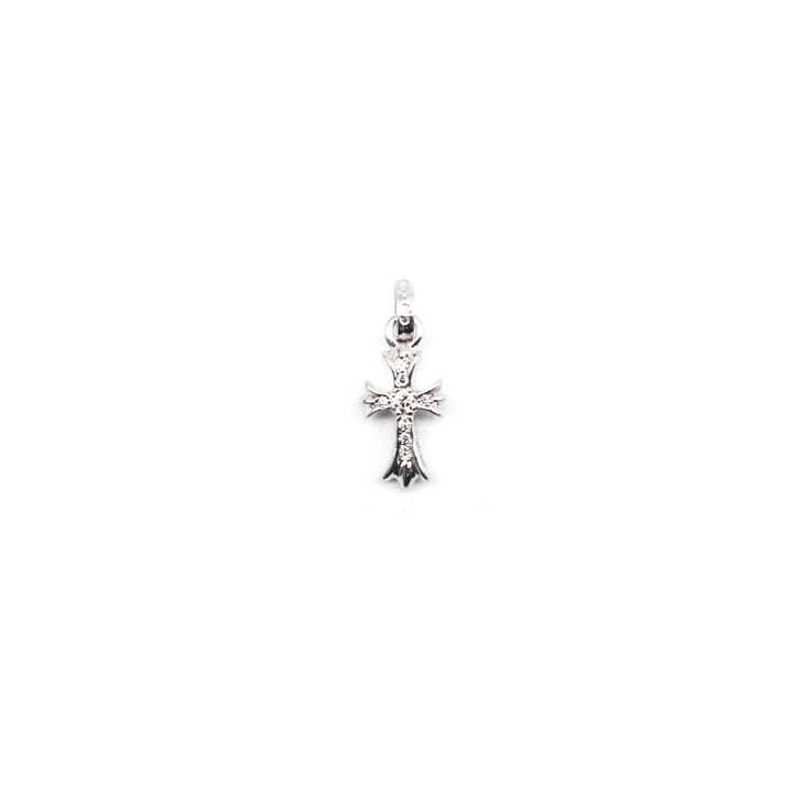 Chrome Hearts 18K White Gold Diamonds Babyfat Cross Charm Pendant - SHENGLI ROAD MARKET
