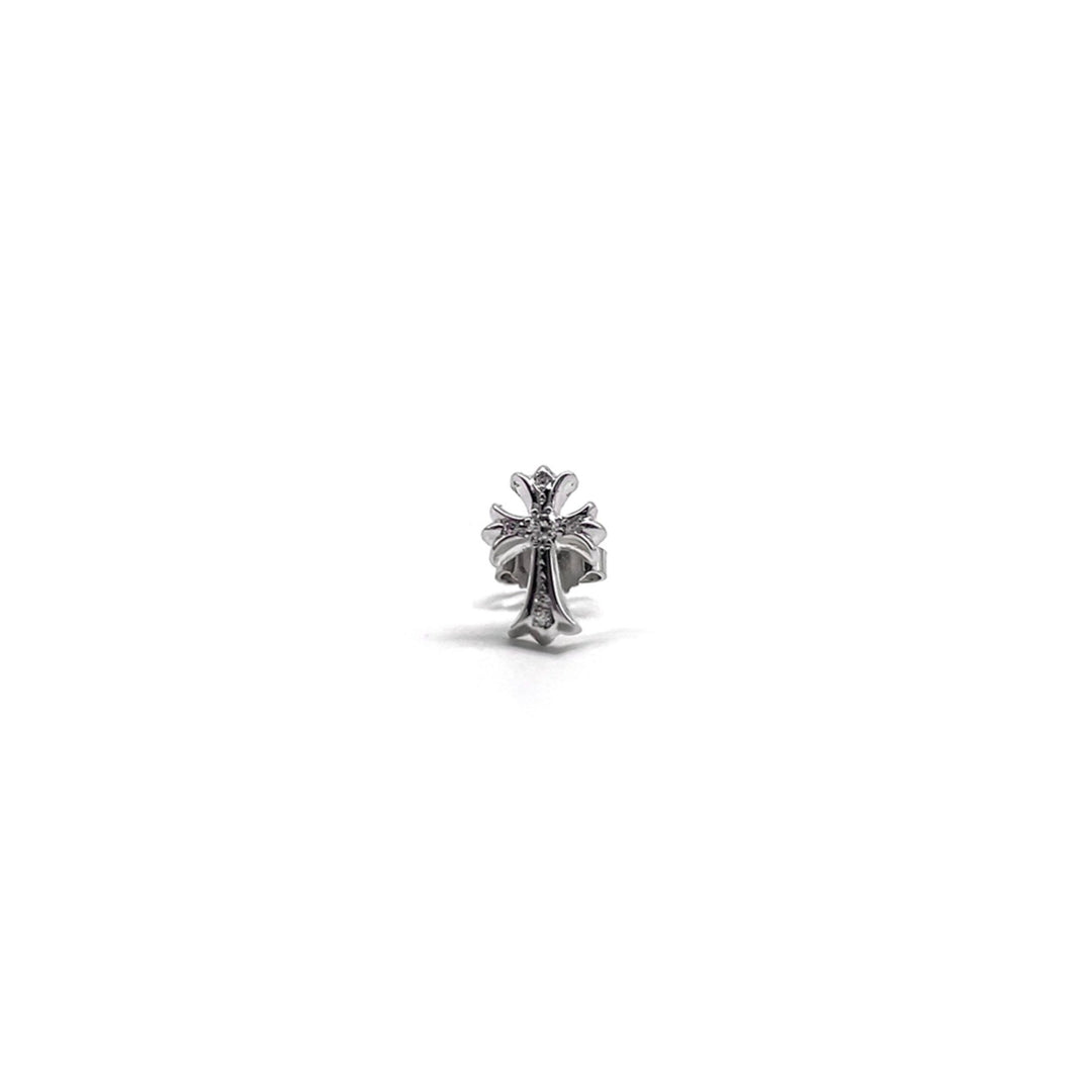 Chrome Hearts 18K White Gold Diamonds Cross Earring Stud - SHENGLI ROAD MARKET