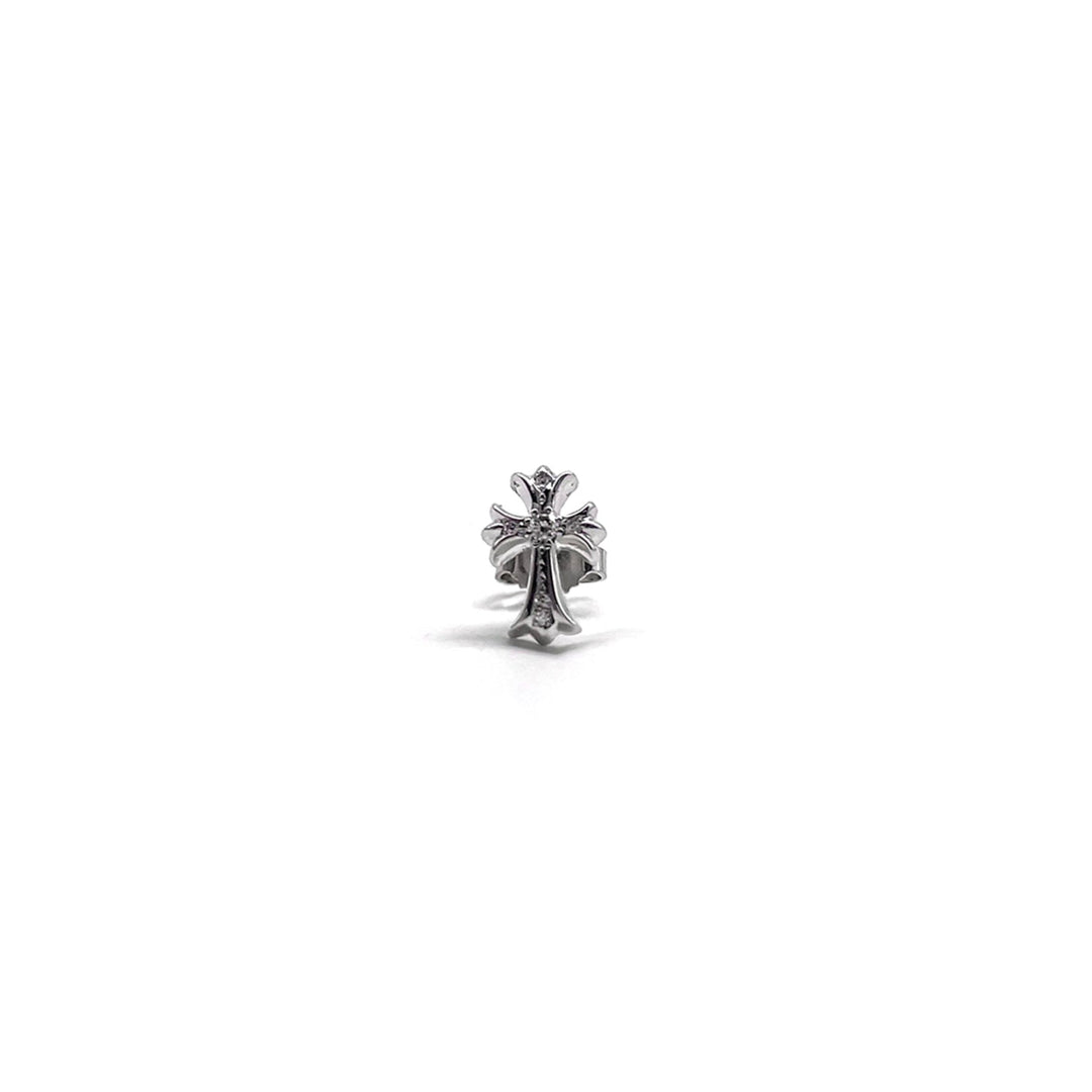 Chrome Hearts 18K White Gold Diamonds Cross Earring Stud - SHENGLI ROAD MARKET