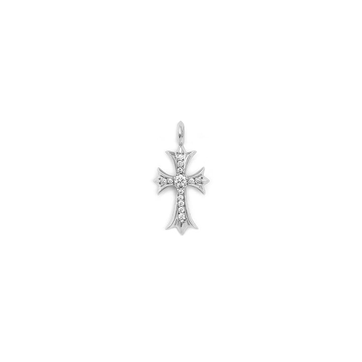 Chrome Hearts 18K White Gold Diamonds Tiny Cross Necklace Charm - SHENGLI ROAD MARKET
