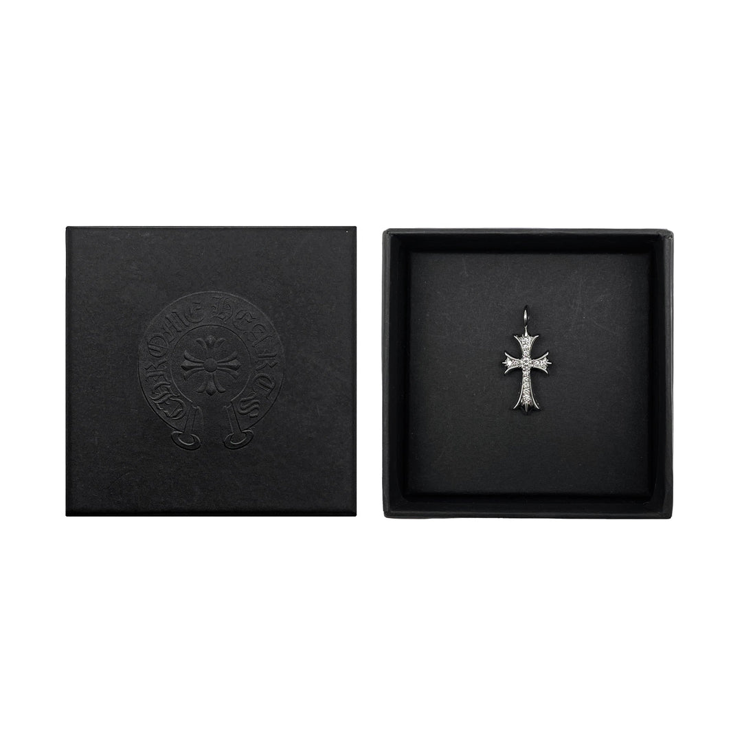 Chrome Hearts 18K White Gold Diamonds Tiny Cross Necklace Charm - SHENGLI ROAD MARKET
