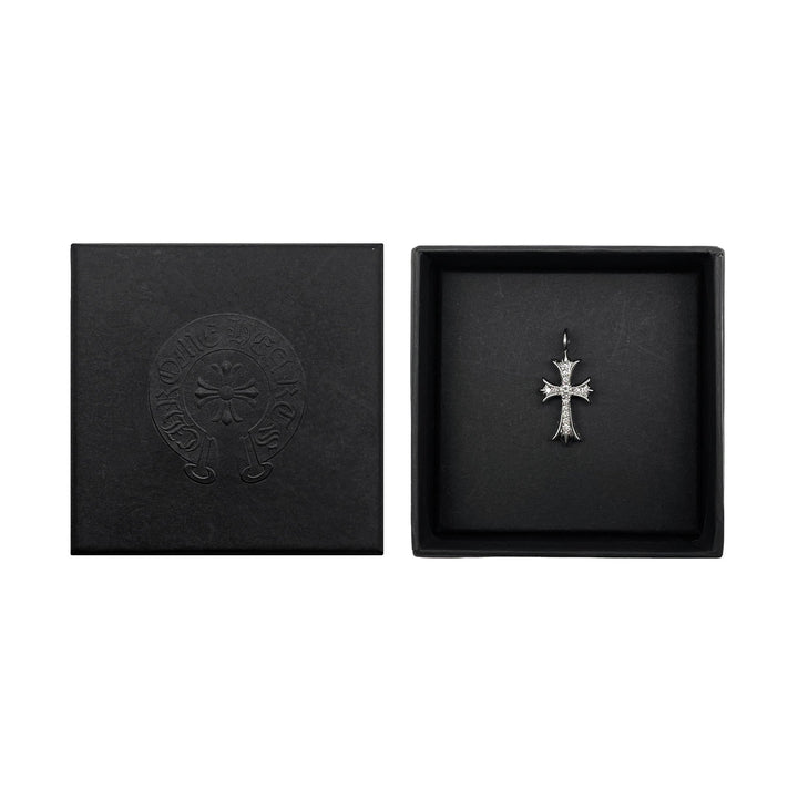 Chrome Hearts 18K White Gold Diamonds Tiny Cross Necklace Charm - SHENGLI ROAD MARKET