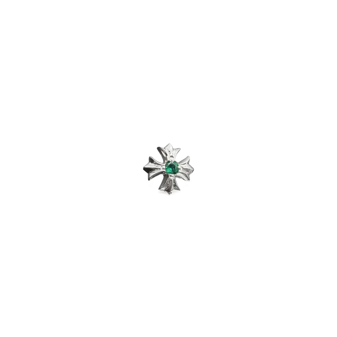Chrome Hearts 18K White Gold Emerald Cross Earring Stud - SHENGLI ROAD MARKET