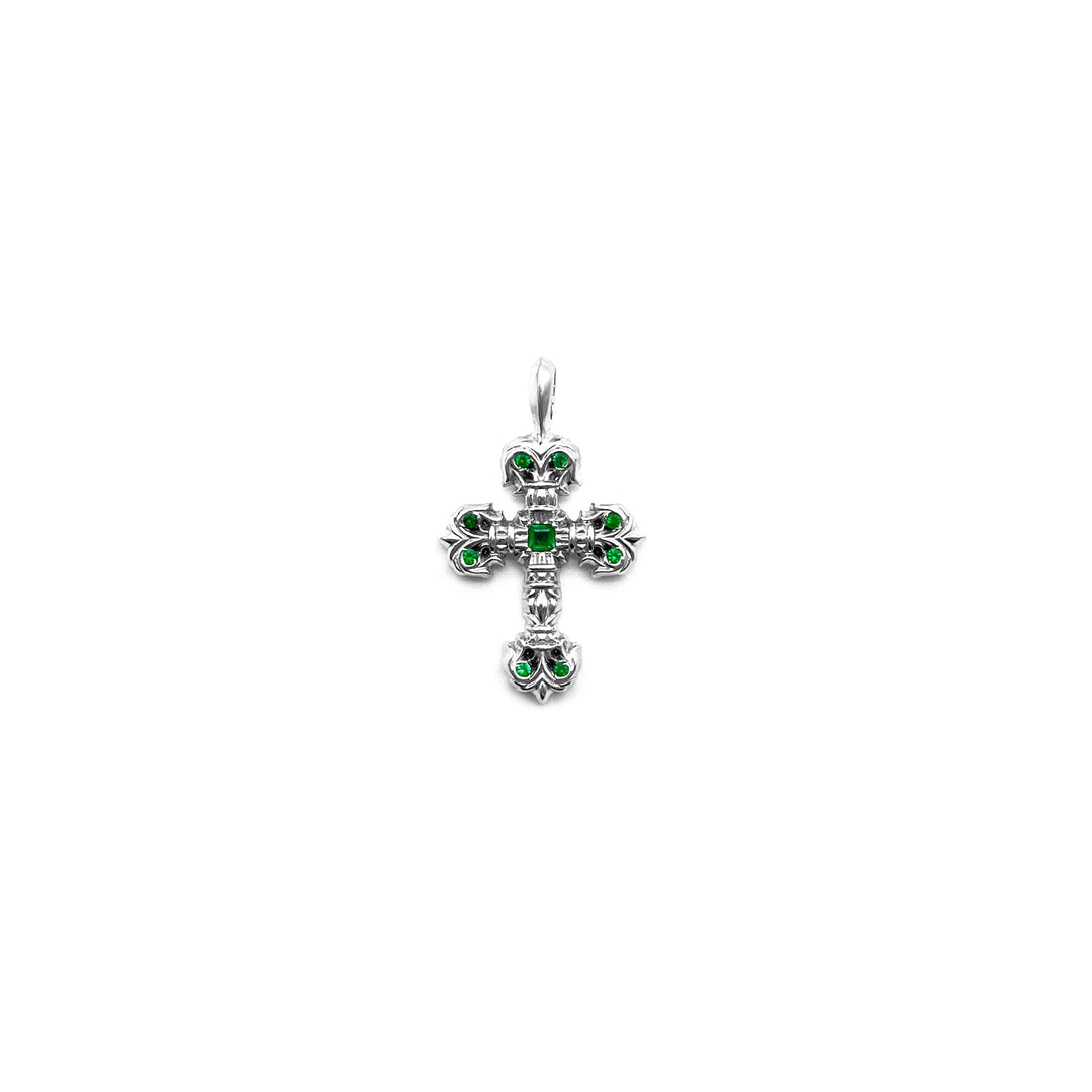 Chrome Hearts 18K White Gold Emerald Filigree Charm Pendant - SHENGLI ROAD MARKET