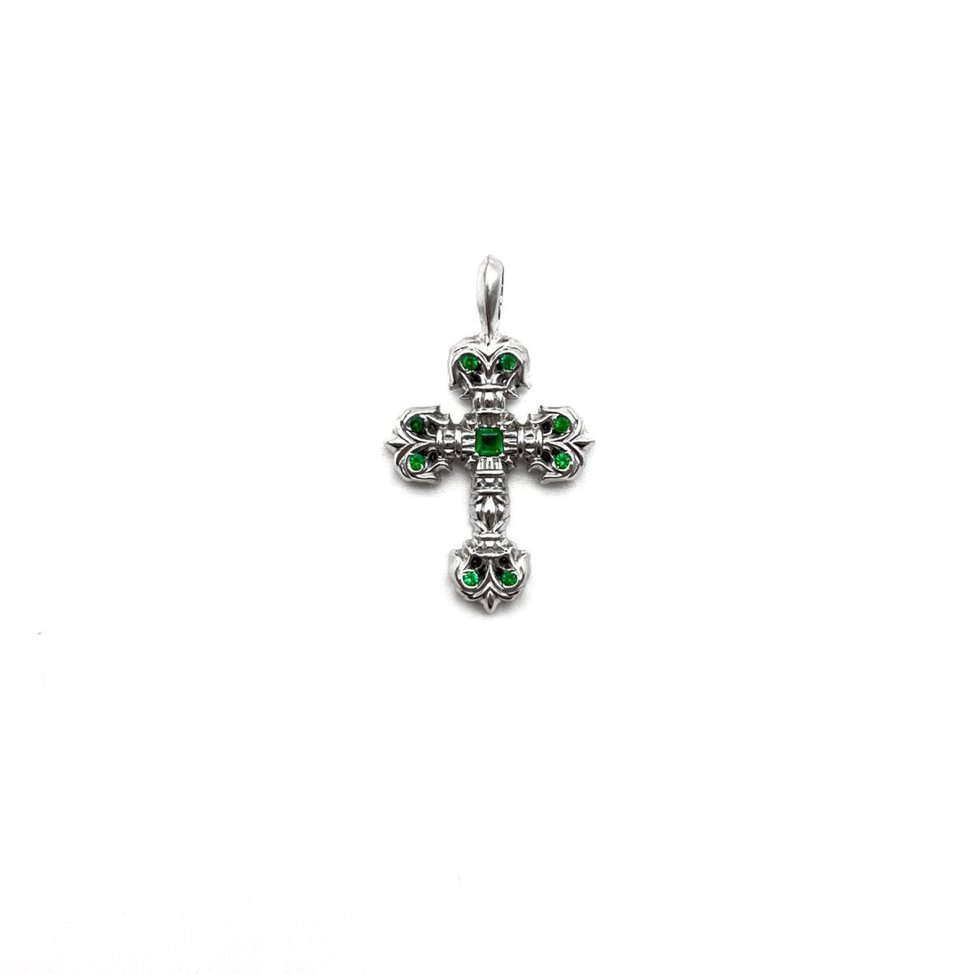 Chrome Hearts 18K White Gold Emerald Filigree Charm Pendant - SHENGLI ROAD MARKET