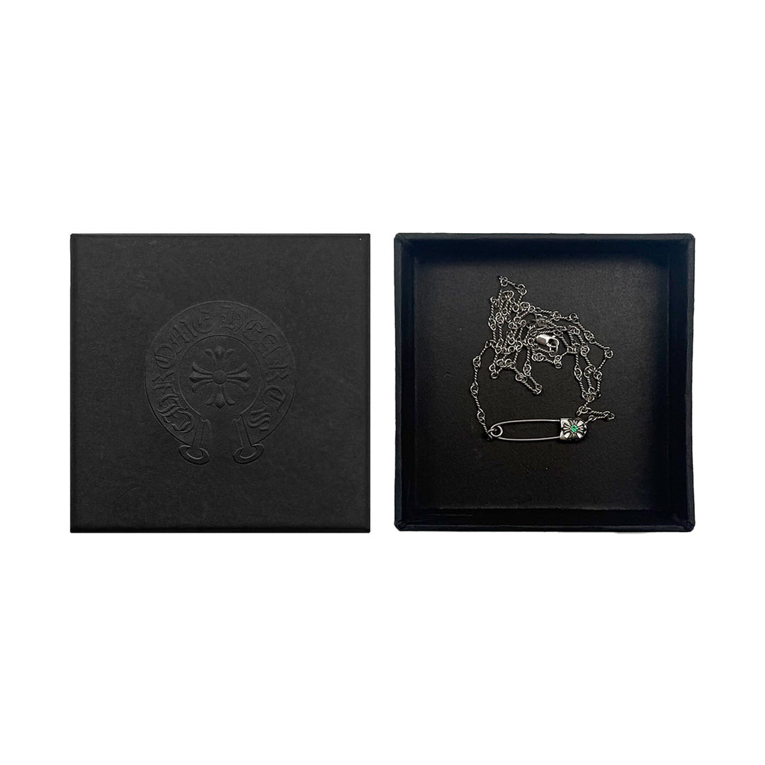 Chrome Hearts 18K White Gold Emerald Pin Safety Necklace - SHENGLI ROAD MARKET