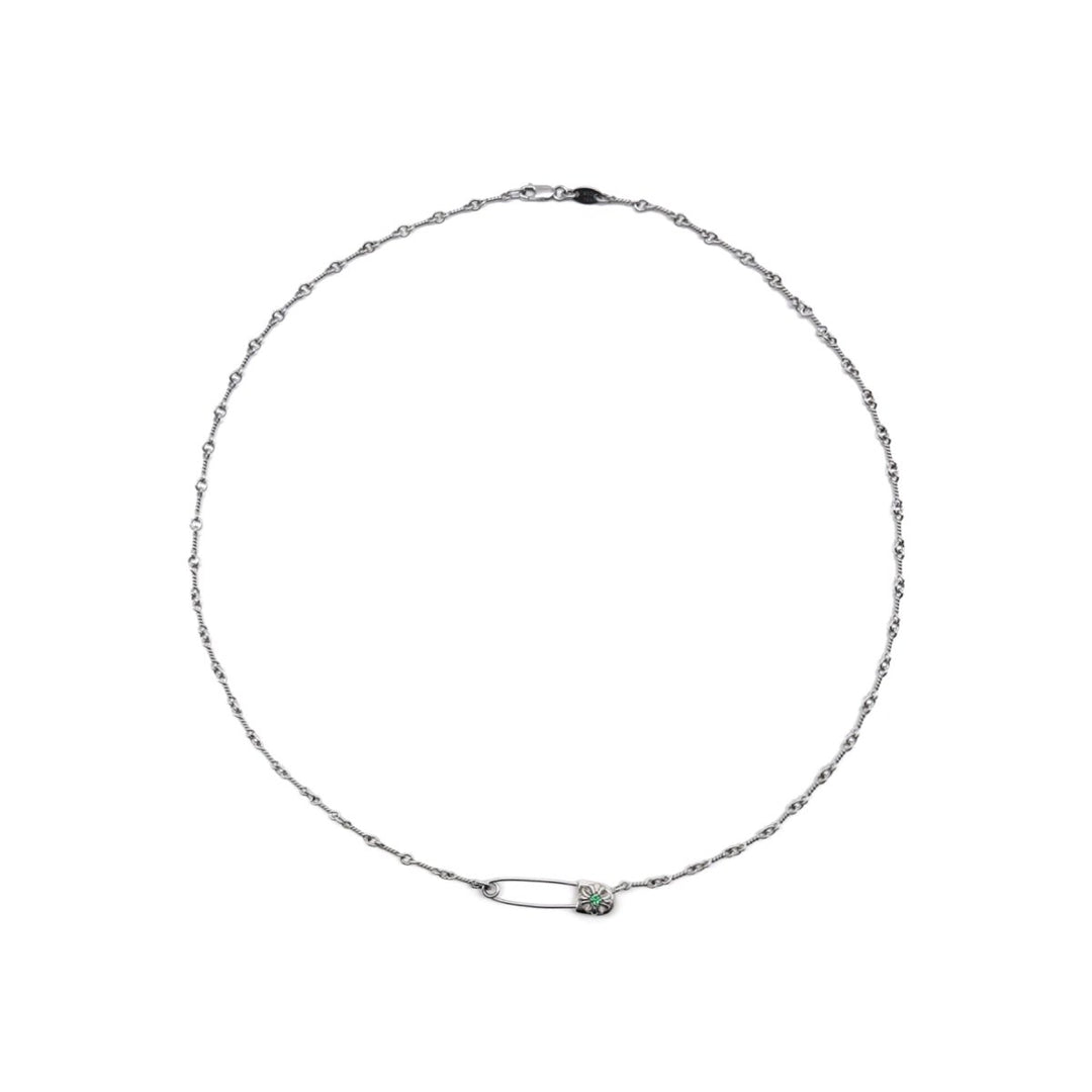 Chrome Hearts 18K White Gold Emerald Pin Safety Necklace - SHENGLI ROAD MARKET
