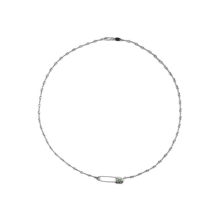 Chrome Hearts 18K White Gold Emerald Pin Safety Necklace - SHENGLI ROAD MARKET