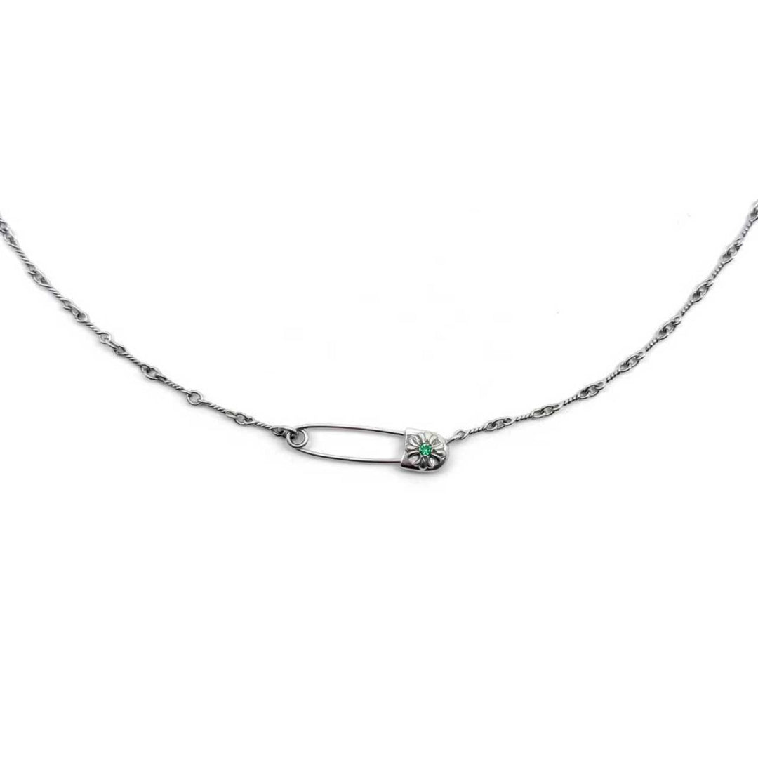 Chrome Hearts 18K White Gold Emerald Pin Safety Necklace - SHENGLI ROAD MARKET