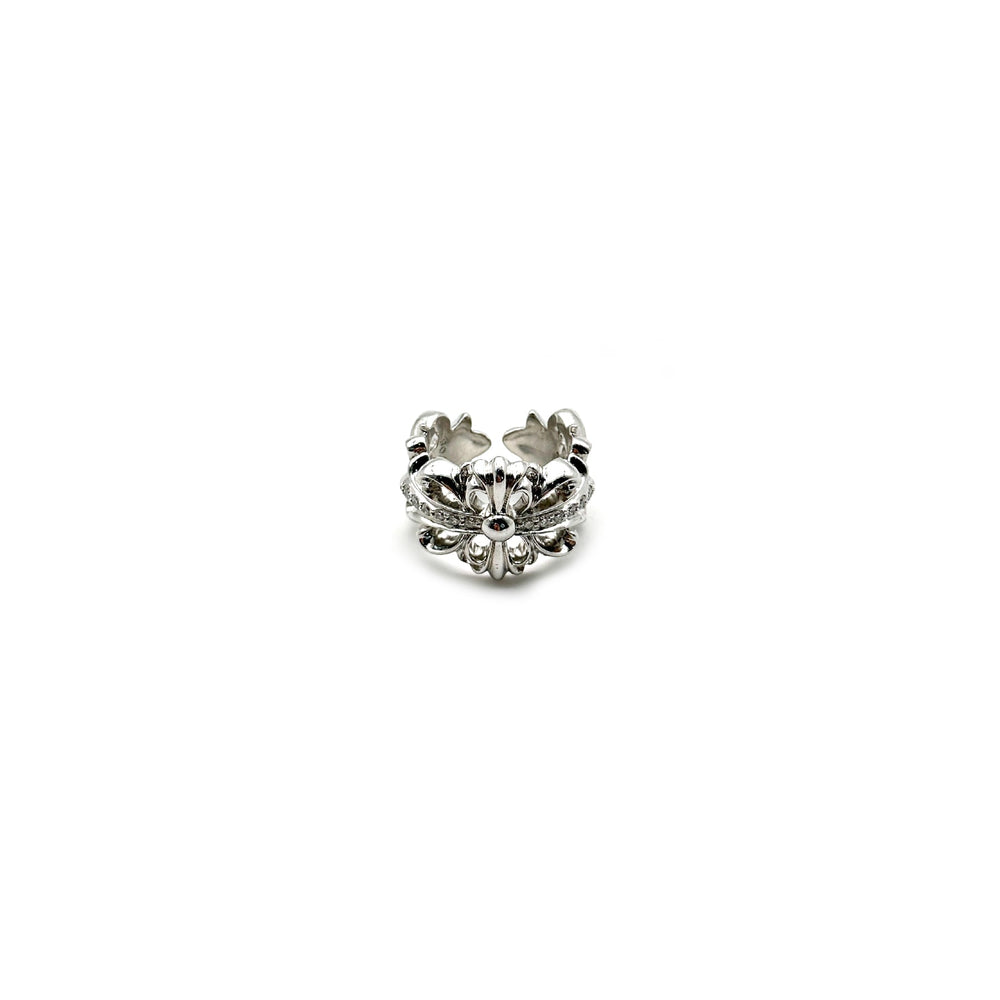 Chrome Hearts 18K White Gold Floral Cross Ring - SHENGLI ROAD MARKET