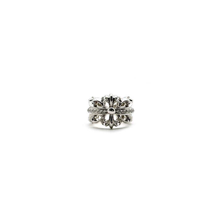 Chrome Hearts 18K White Gold Floral Cross Ring - SHENGLI ROAD MARKET