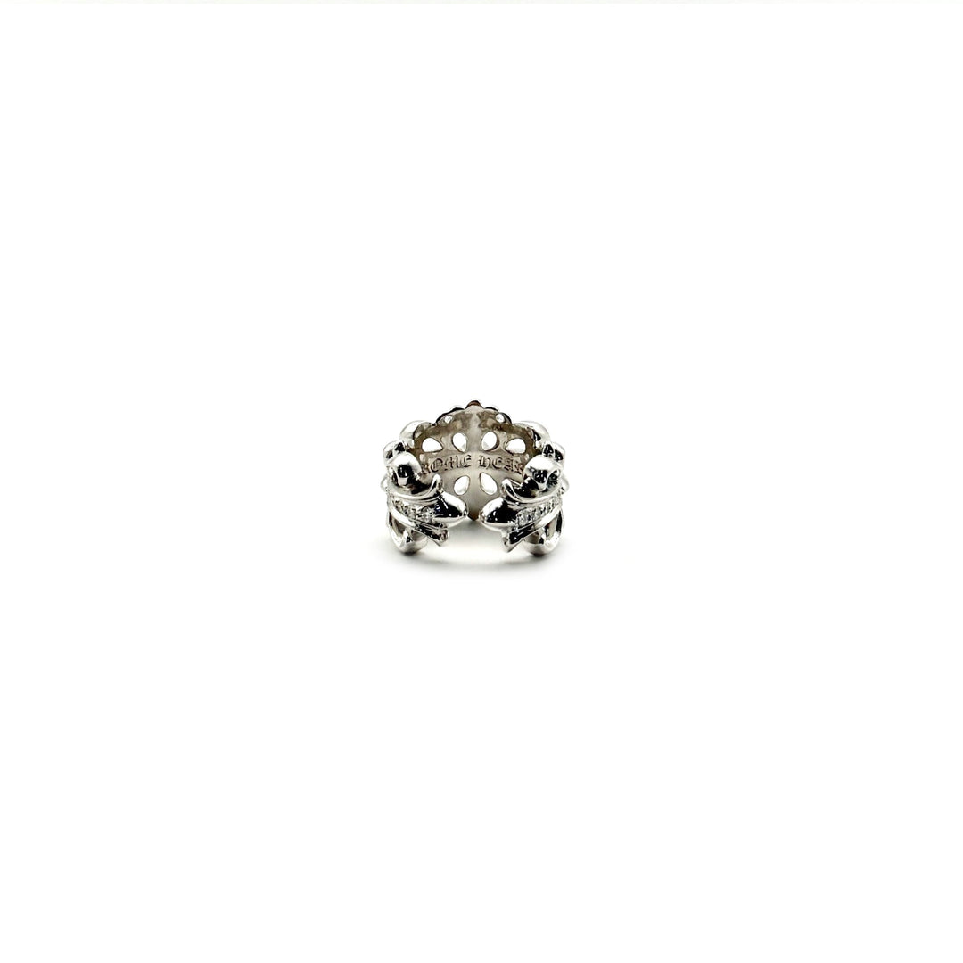 Chrome Hearts 18K White Gold Floral Cross Ring - SHENGLI ROAD MARKET