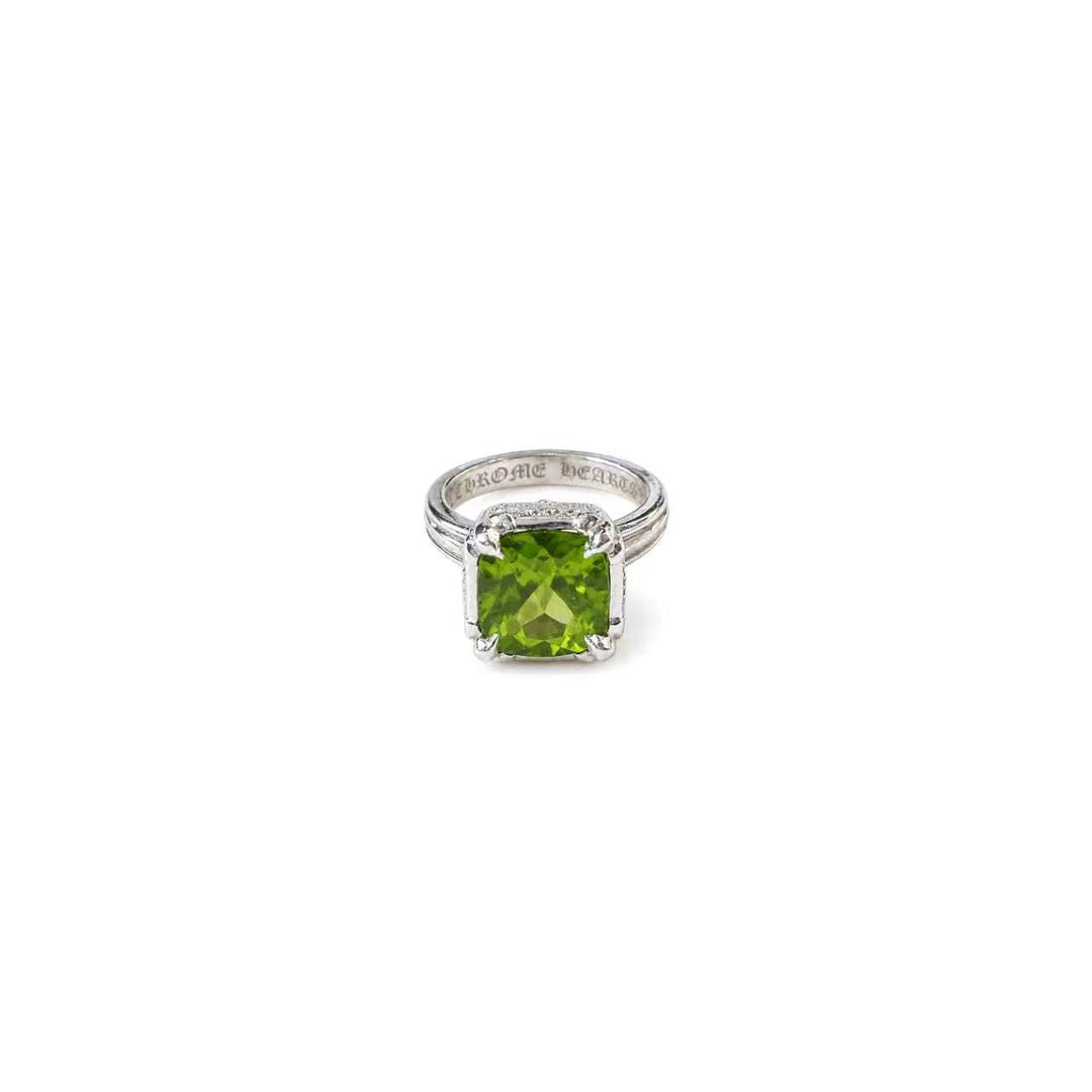 Chrome Hearts 18K White Gold Peridot Square Ring - SHENGLI ROAD MARKET