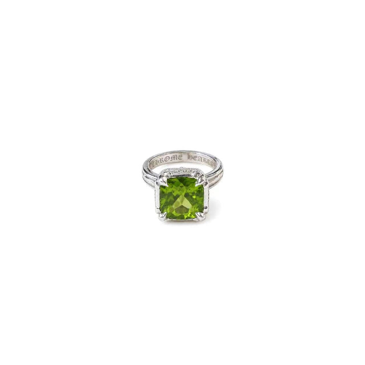 Chrome Hearts 18K White Gold Peridot Square Ring - SHENGLI ROAD MARKET