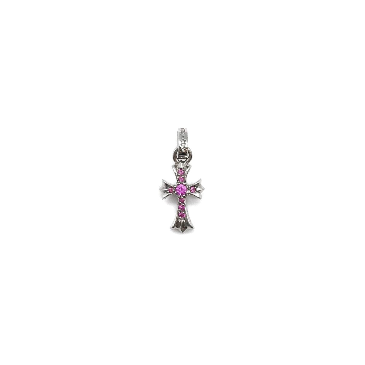 Chrome Hearts 18K White Gold Pink Diamonds Babyfat Necklace Charm - SHENGLI ROAD MARKET