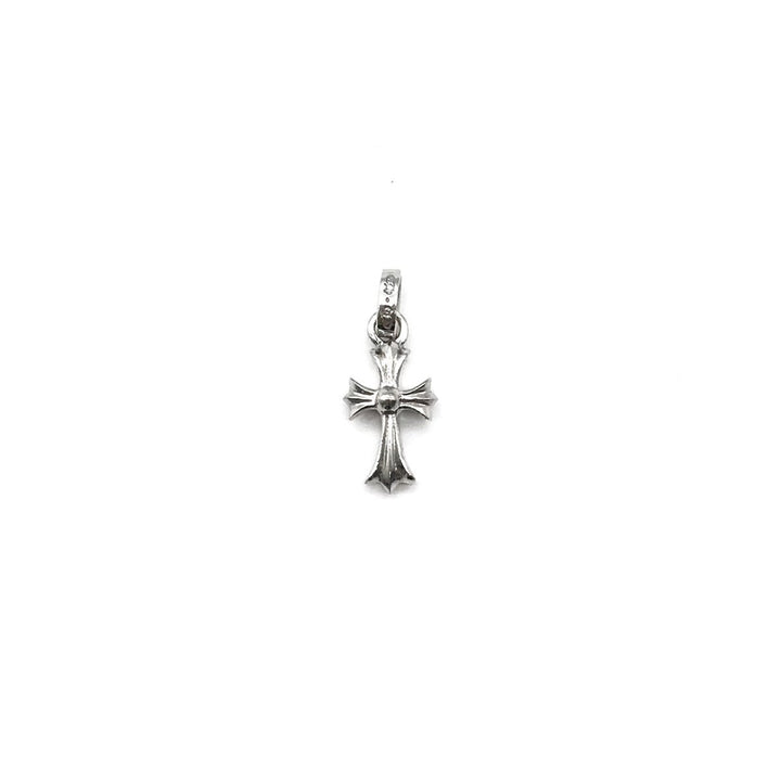 Chrome Hearts 18K White Gold Pink Saph Babyfat Cross Charm Pendant - SHENGLI ROAD MARKET