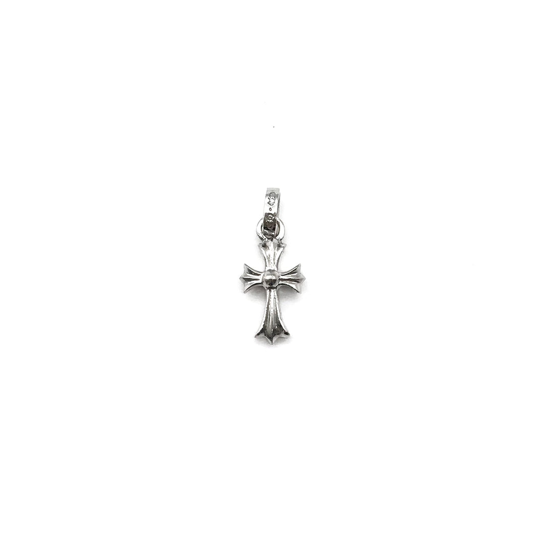 Chrome Hearts 18K White Gold Pink Saph Babyfat Cross Charm Pendant - SHENGLI ROAD MARKET
