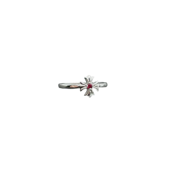 Chrome Hearts 18K White Gold Pink Saph Bubblegum Cross Ring - SHENGLI ROAD MARKET