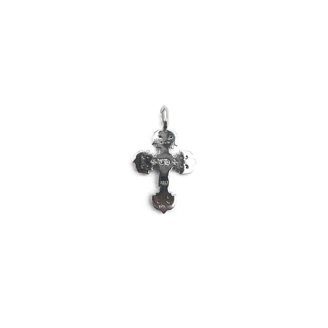 Chrome Hearts 18K White Gold Pink Saph Filigree Cross Charm Pendant - SHENGLI ROAD MARKET