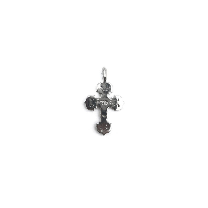 Chrome Hearts 18K White Gold Pink Saph Filigree Cross Charm Pendant - SHENGLI ROAD MARKET