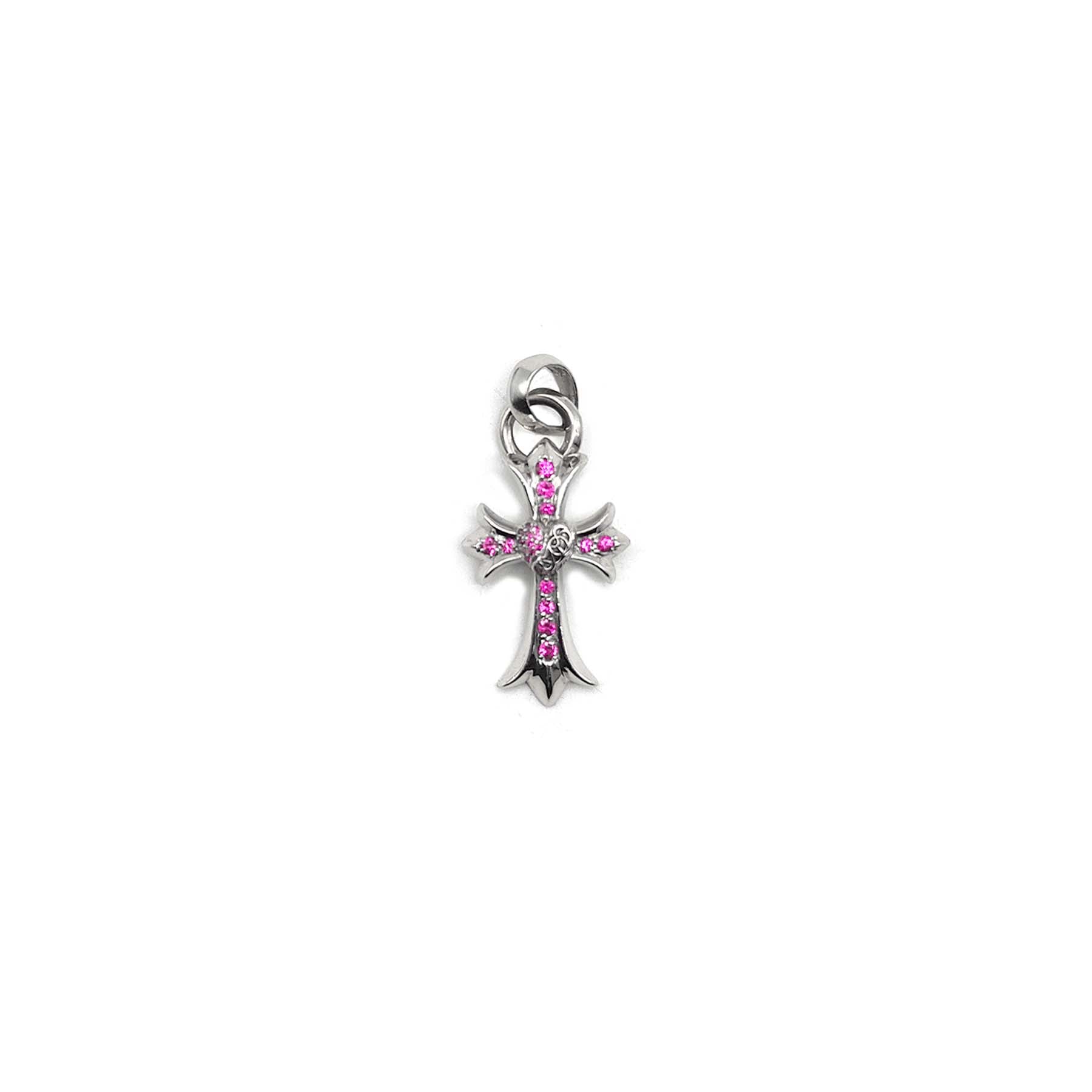 Chrome Hearts 18K White Gold Pink Saph Charm Pendant - SRM