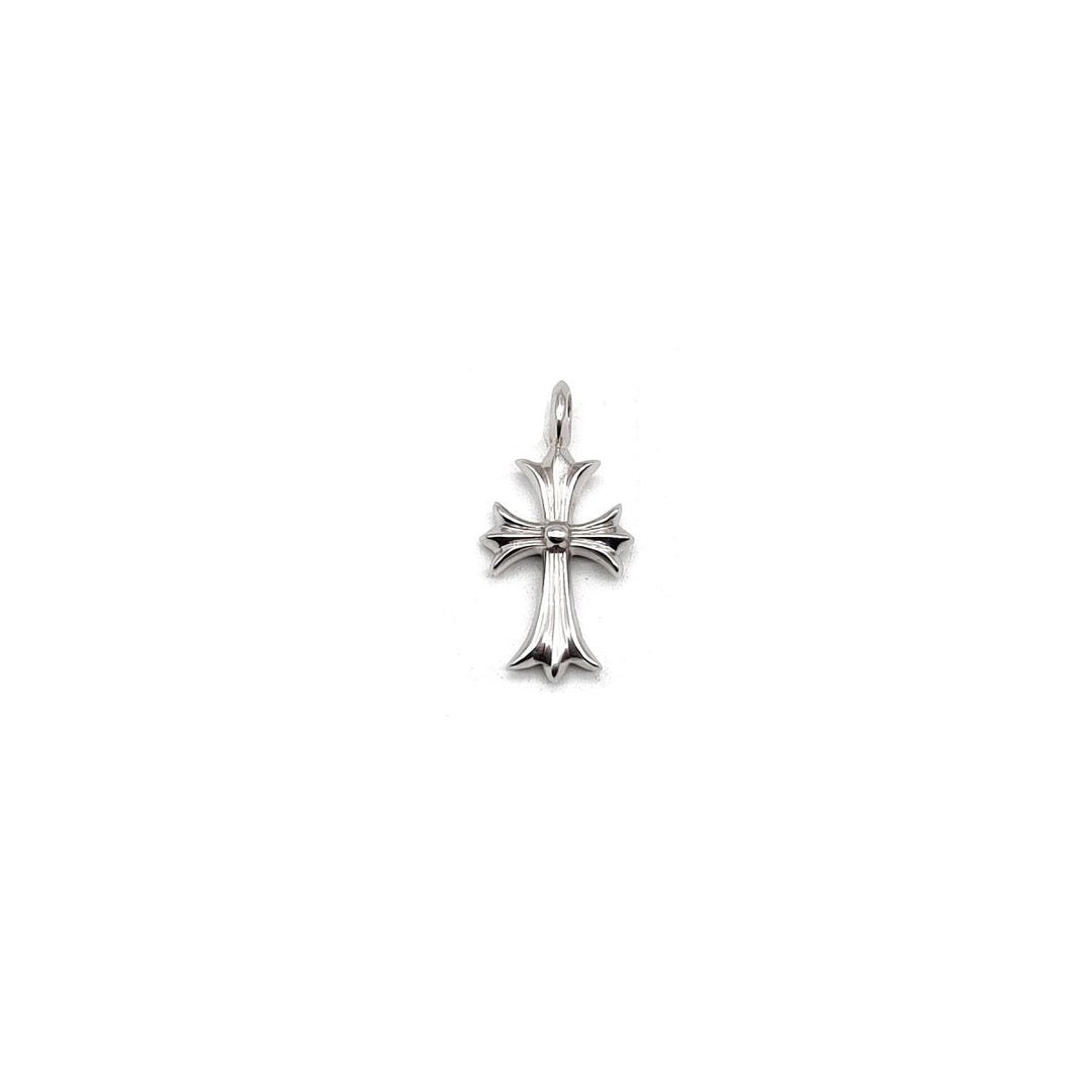 Chrome Hearts 18K White Gold Pink Saph Tiny Cross Charm Pendant - SHENGLI ROAD MARKET