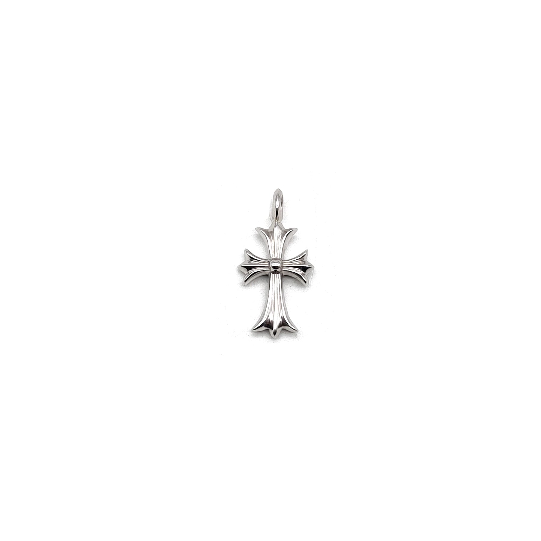 Chrome Hearts 18K White Gold Pink Saph Tiny Cross Charm Pendant