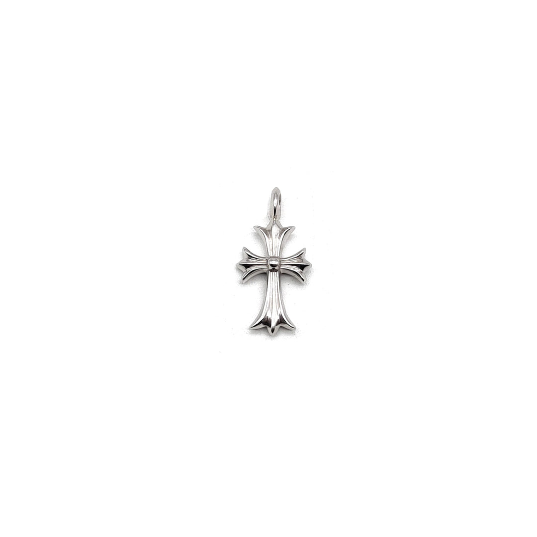Chrome Hearts 18K White Gold Pink Saph Tiny Cross Charm Pendant - SHENGLI ROAD MARKET