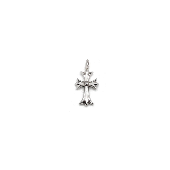 Chrome Hearts 18K White Gold Pink Saph Tiny Cross Charm Pendant - SHENGLI ROAD MARKET