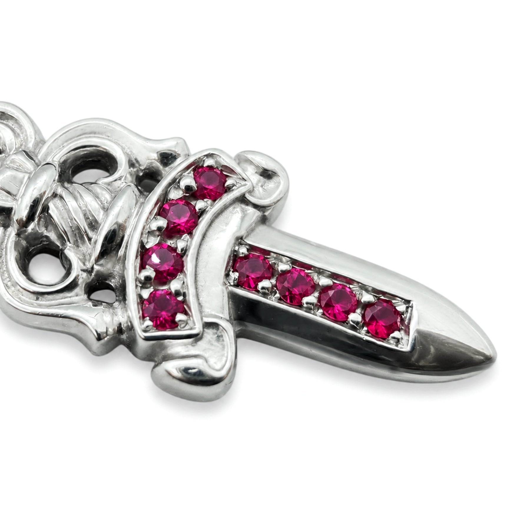 CHROME HEARTS DAGGER CHARM ルビーパヴ 正規品 Chrome Hearts 18K White Gold Pink Sapphire Dagger Charm Pendant