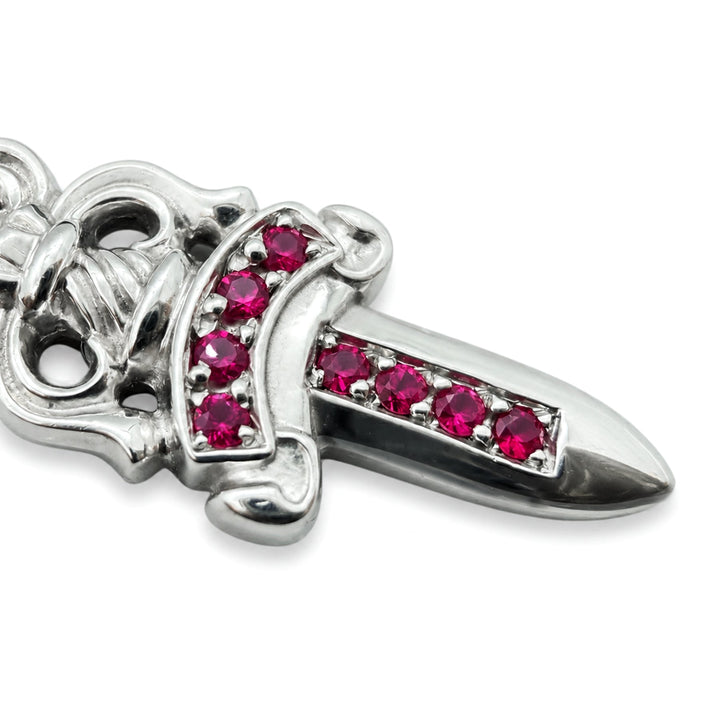 Chrome Hearts 18K White Gold Pink Sapphire Dagger Charm Pendant - SHENGLI ROAD MARKET