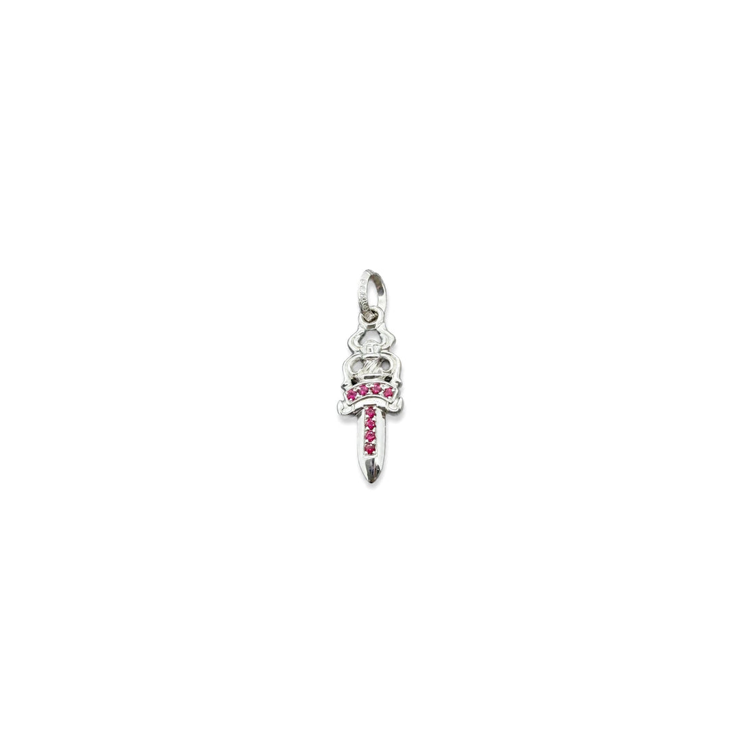 Chrome Hearts 18K White Gold Pink Sapphire Dagger Charm Pendant - SHENGLI ROAD MARKET