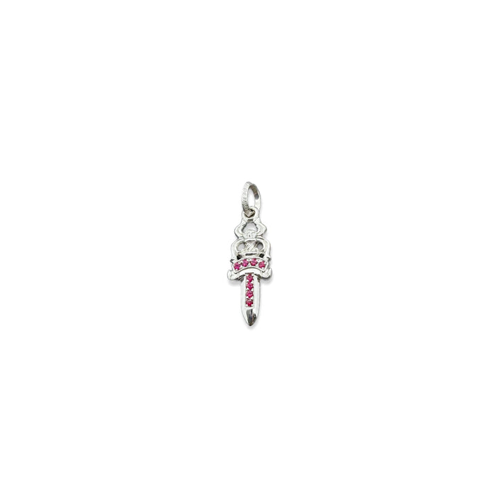 Chrome Hearts 18K White Gold Pink Sapphire Dagger Charm Pendant - SHENGLI ROAD MARKET