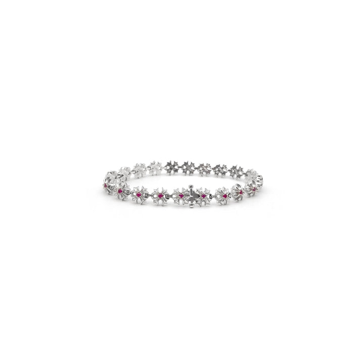 Chrome Hearts 18K White Gold Tiny Plus Cross Pink Saph ID Bracelet - SHENGLI ROAD MARKET