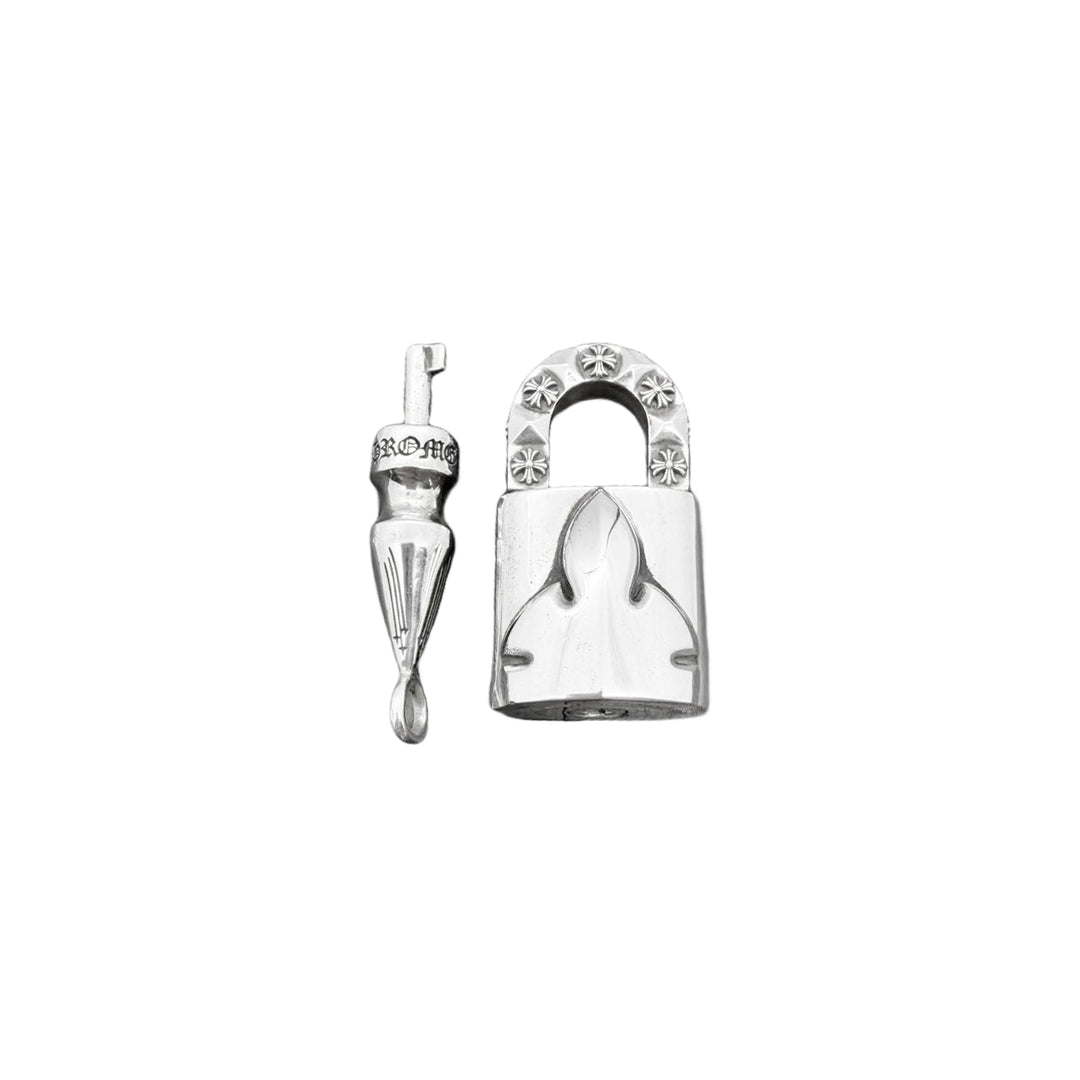 Chrome Hearts 1of1 Silver Spike Key Diamonds Cross Lock Pendant - SHENGLI ROAD MARKET