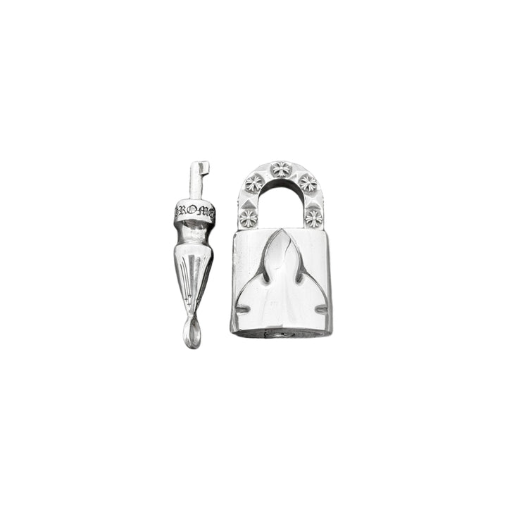Chrome Hearts 1of1 Silver Spike Key Diamonds Cross Lock Pendant - SHENGLI ROAD MARKET
