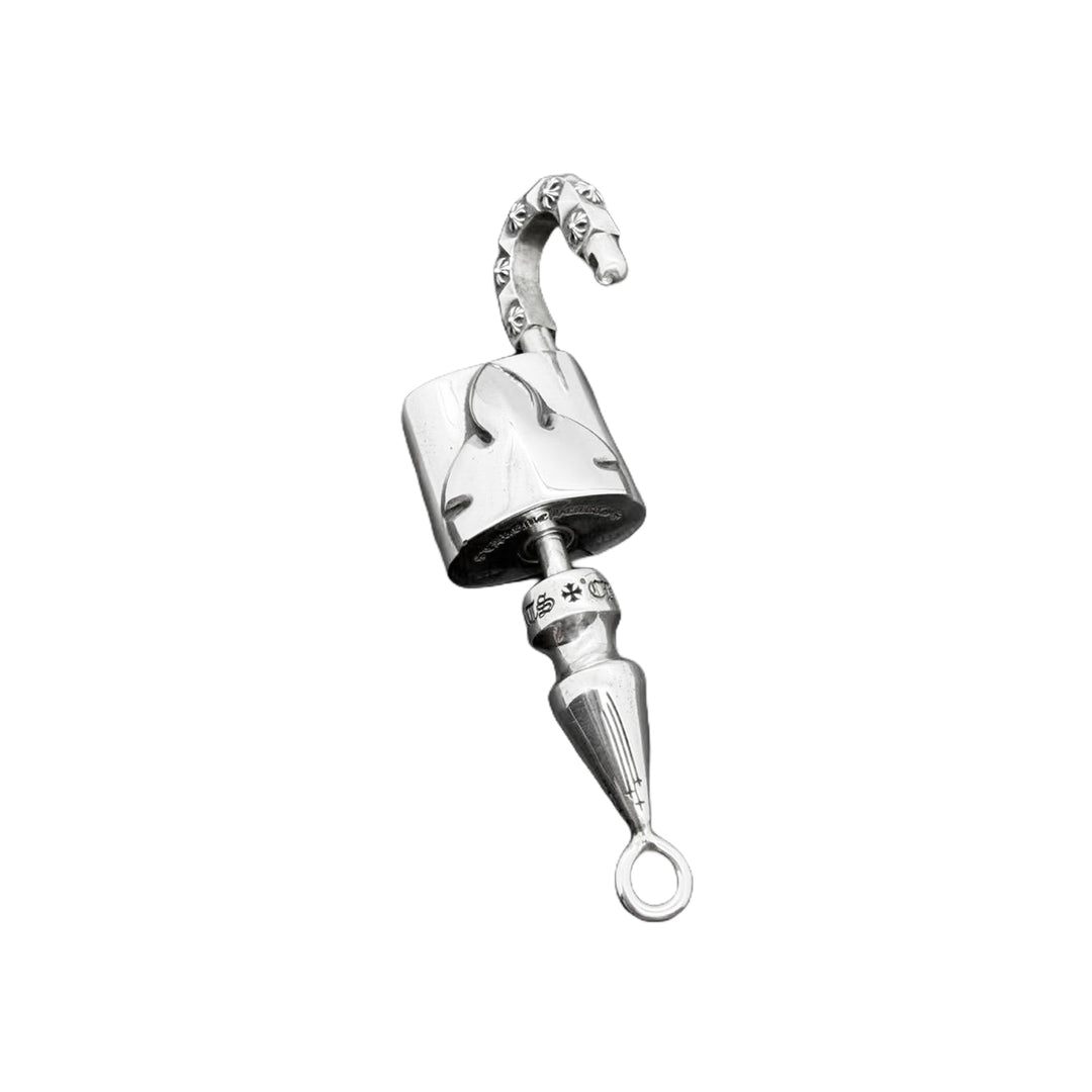Chrome Hearts 1of1 Silver Spike Key Diamonds Cross Lock Pendant - SHENGLI ROAD MARKET