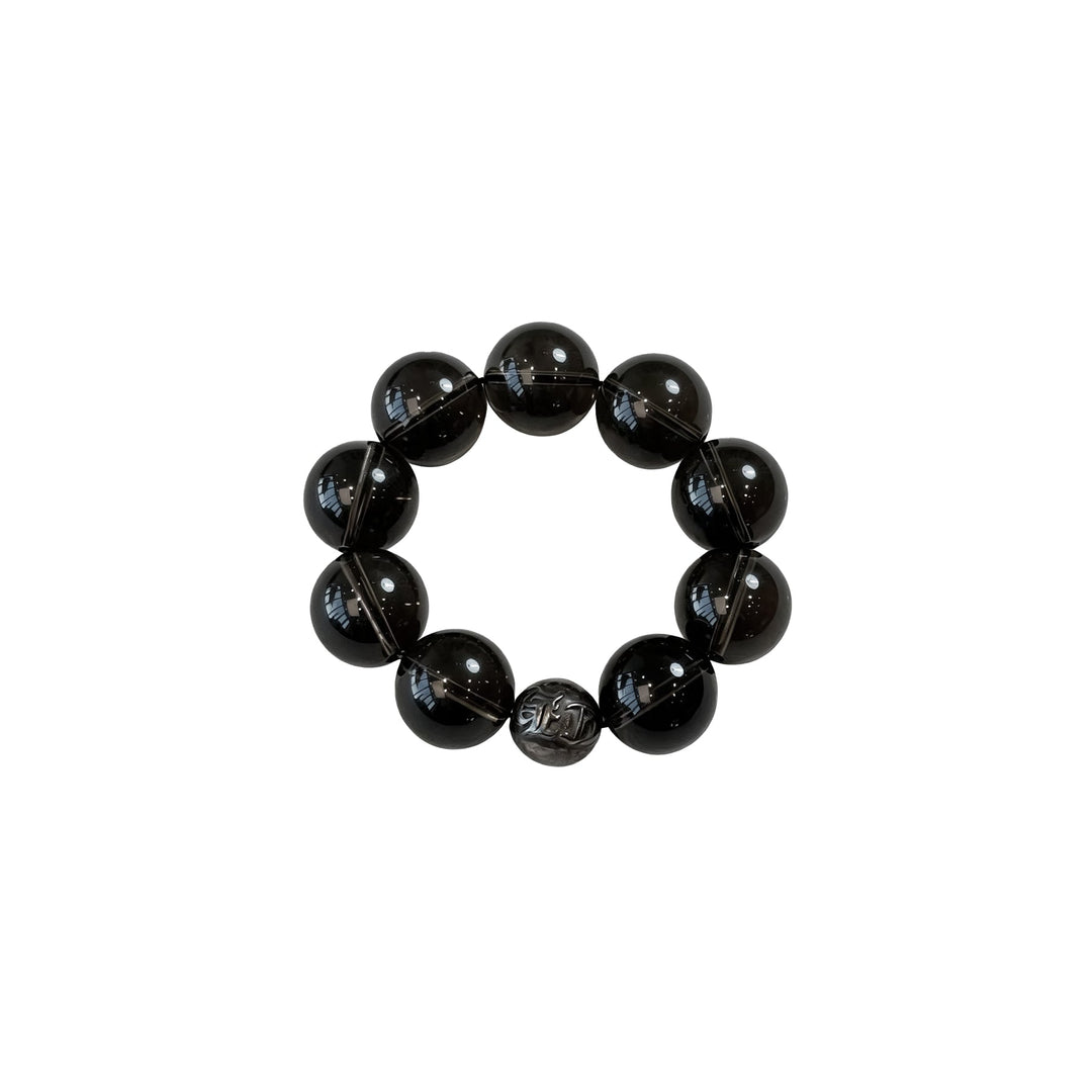 Chrome Hearts 20mm Smoky Quartz Single Silver Bead Bracelet - SHENGLI ROAD MARKET