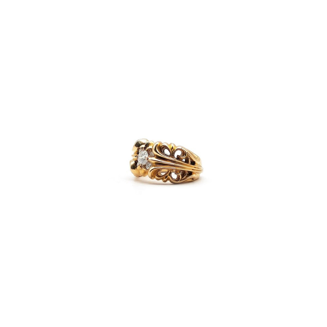 Chrome Hearts 22K Gold 5 Diamonds K&T Floral Ring - SHENGLI ROAD MARKET