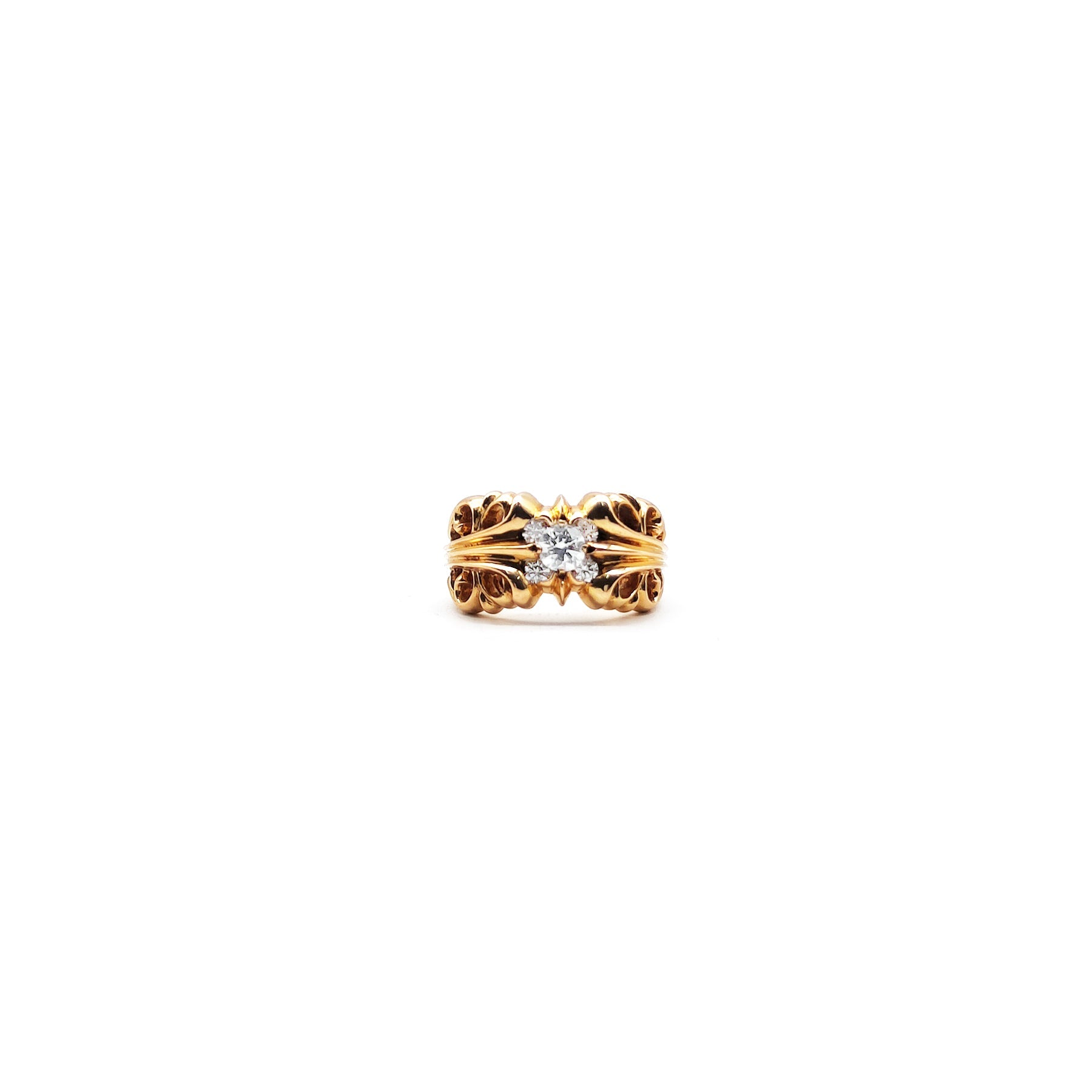 Chrome Hearts 22K Gold 5 Diamonds K&T Floral Ring - SRM – SHENGLI