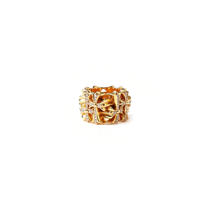 Chrome Hearts 22k Gold and Diamond Cemetery Cross Ring - SHENGLI ROAD MARKET