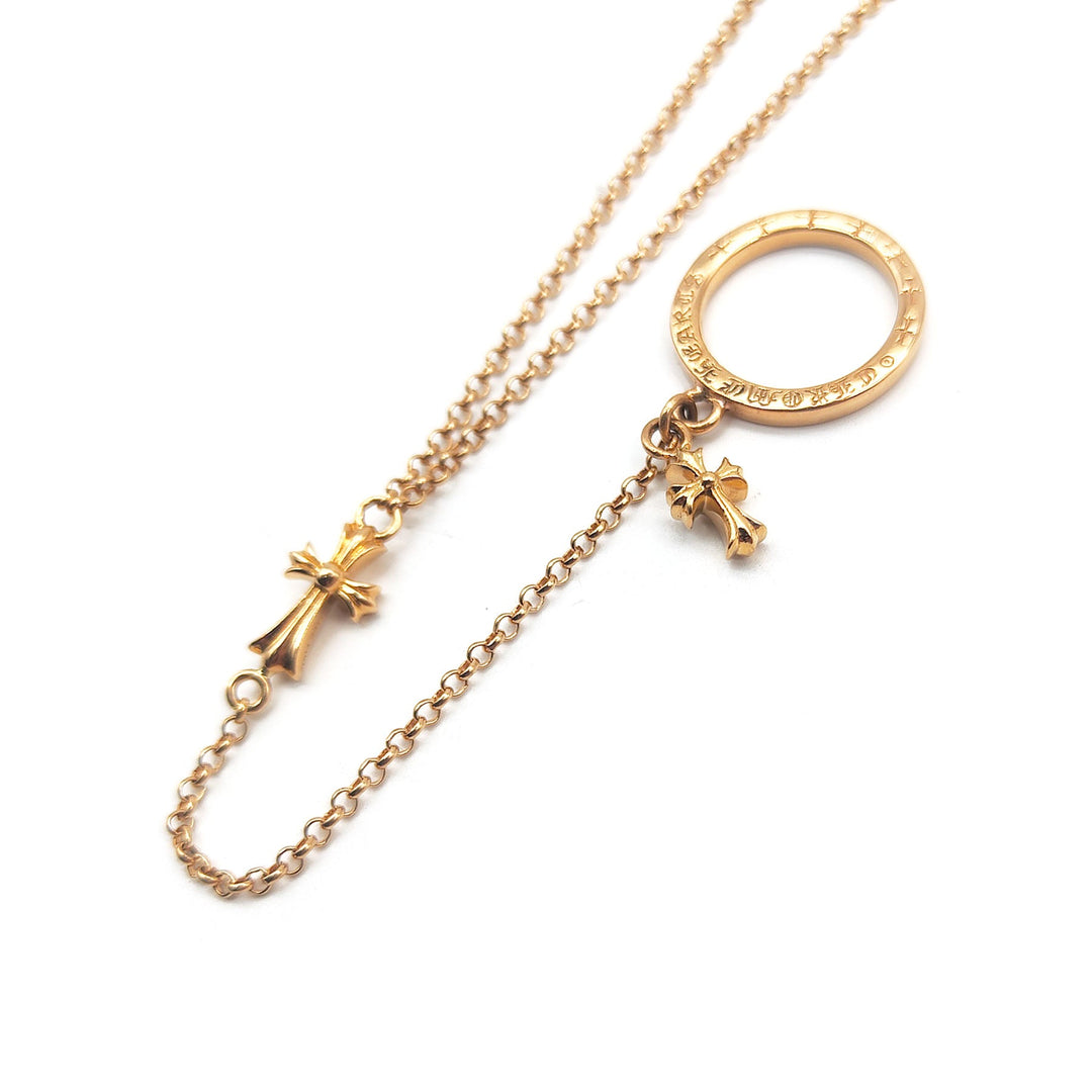 Chrome Hearts 22K Gold Babyfat Bracelet Chain With NTFL Ring - SHENGLI ROAD MARKET