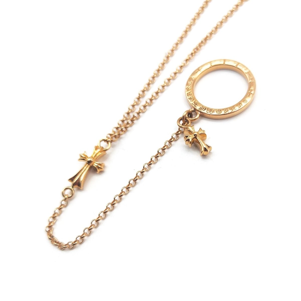 Chrome Hearts 22K Gold Babyfat Bracelet Chain With NTFL Ring Chrome Hearts 22K Gold Babyfat Bracelet Chain With NTFL Ring