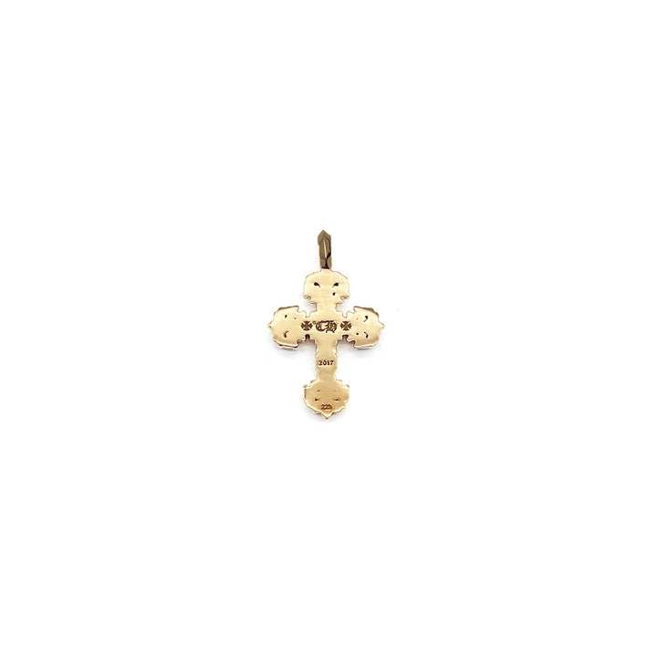 Chrome Hearts 22K Gold Blue Saph Filigree Cross Charm Pendant - SHENGLI ROAD MARKET