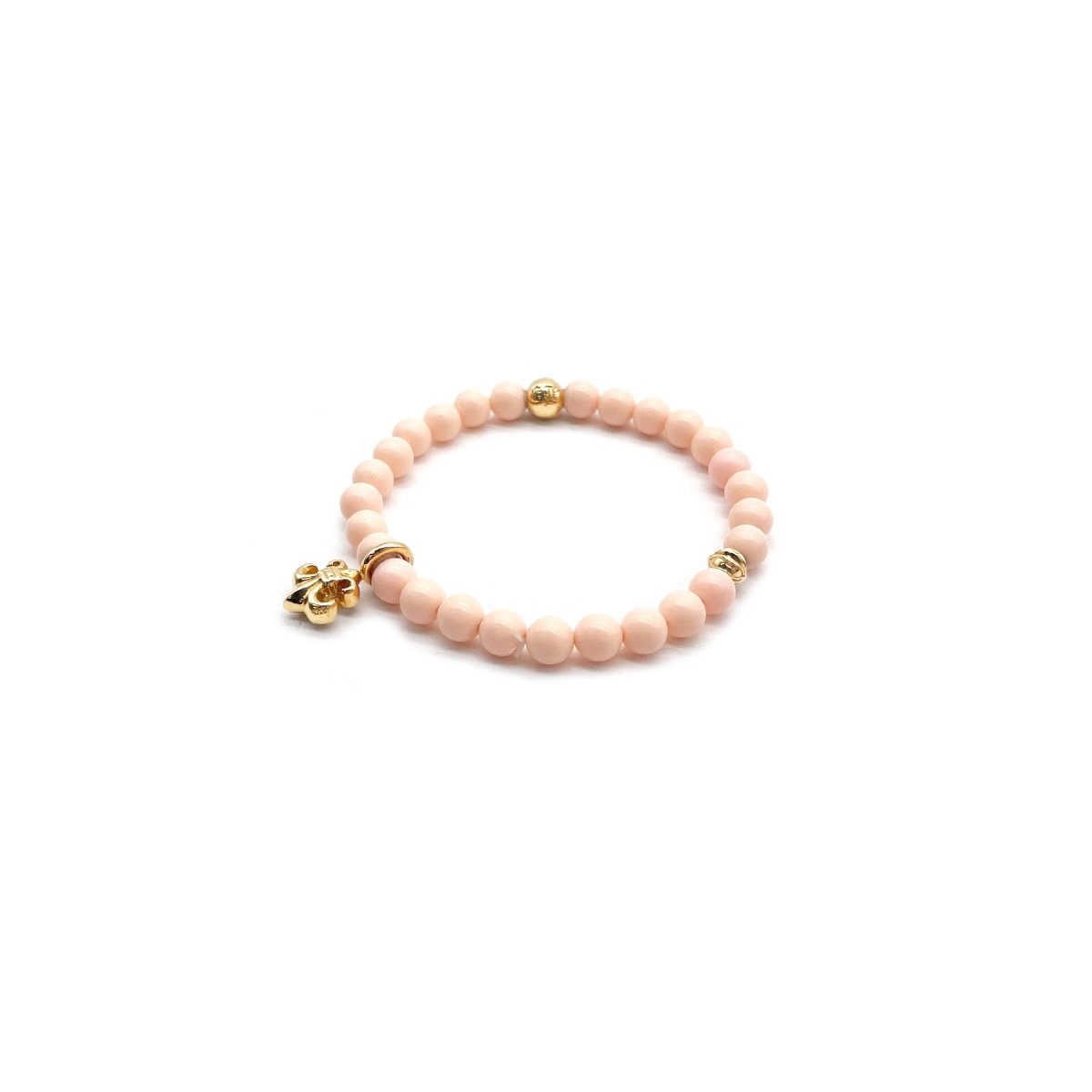 Chrome Hearts 22K Gold Fleur Pink Beaded Bracelet - SRM