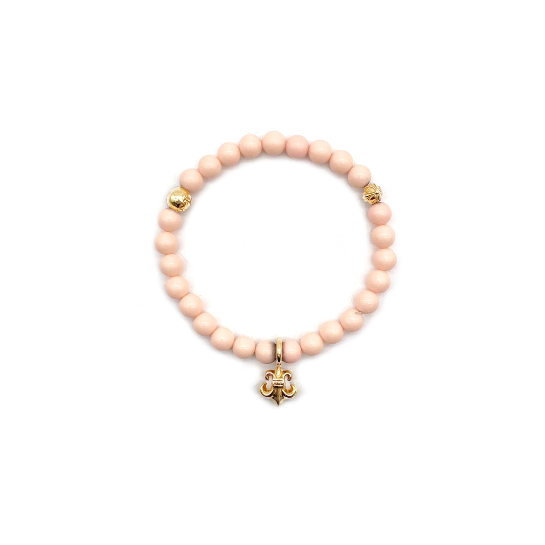 Chrome Hearts 22K Gold BS Fleur Pink Beaded Bracelet - SHENGLI ROAD MARKET