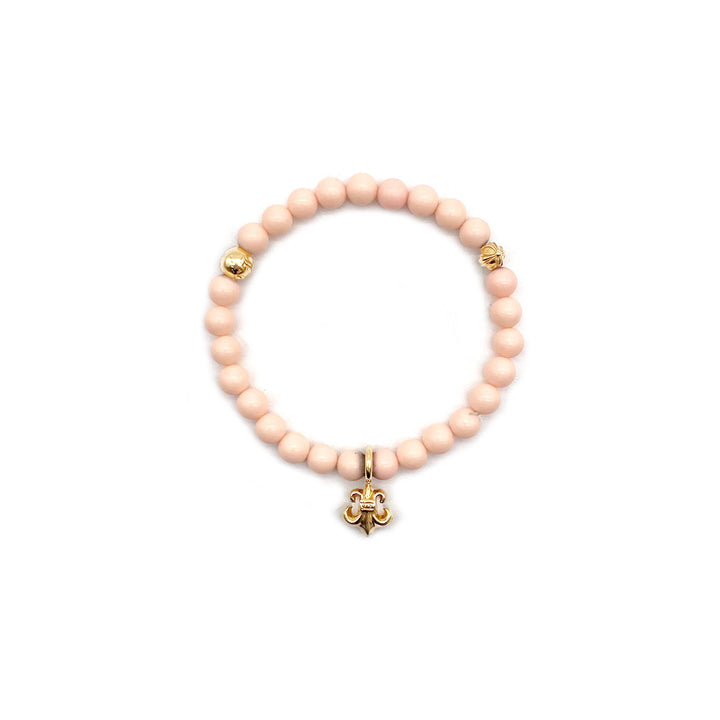 Chrome Hearts 22K Gold BS Fleur Pink Beaded Bracelet - SHENGLI ROAD MARKET