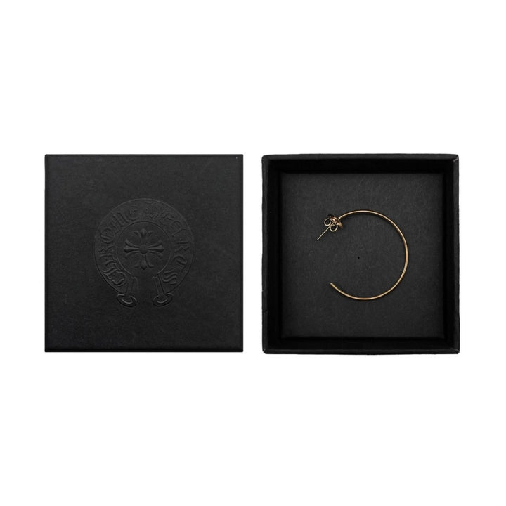 CHROME HEARTS (クロムハーツ) 22K ゴールド クロス ロゴ フープ イヤリング