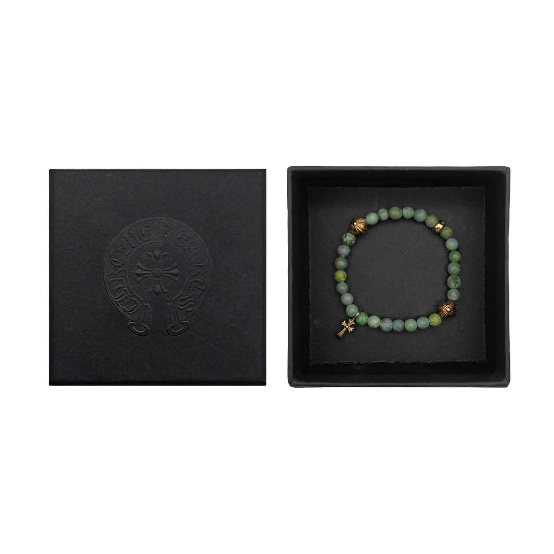 Chrome Hearts 22K Gold Cross Turquoise Beaded Bracelet - SHENGLI ROAD MARKET